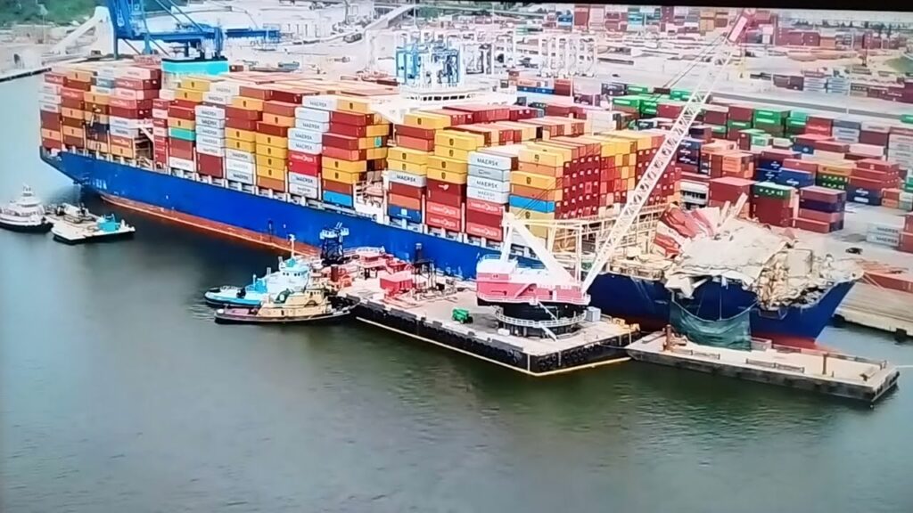 Drone views of MV Dali in Baltimore by Minorcan Mullet